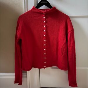 Alex Mill Red Taylor Rollneck Cardigan